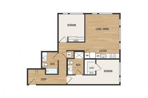 2 Bedroom C1 Floor Plan – Aura Burnside